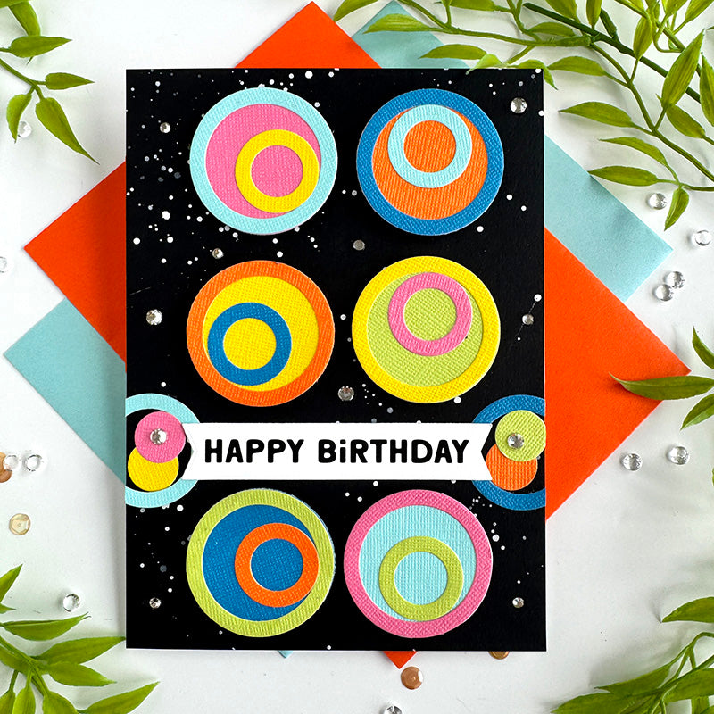 Simon Says Stamp Textured Color Cardstock Pack 3.875 by 3.875 ssstc26 Bold Circles Birthday Card Bobbi Lemanski