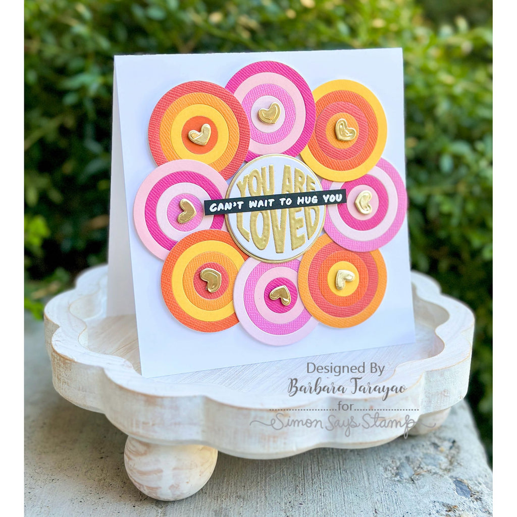 Simon Says Stamp Textured Color Cardstock Pack 3.875 by 3.875 ssstc26 Pink and Orange Circles Love Card Barbara Tarayao