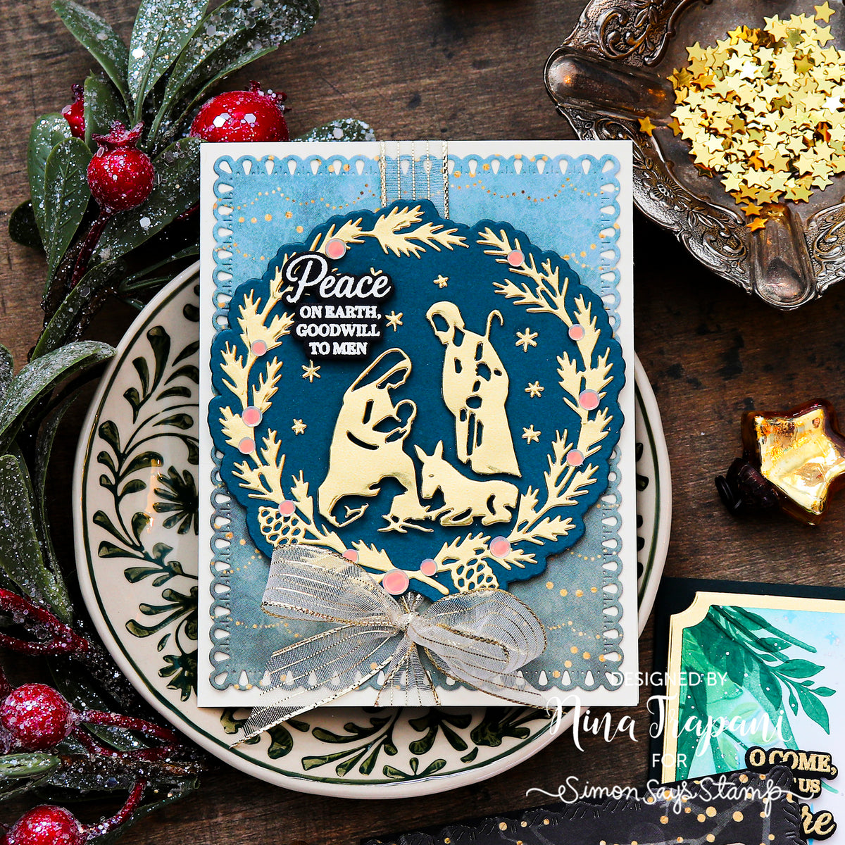 Simon Says Stamp The First Noel Wafer Dies 1832sd Nina-Marie Trapani Sacred Nativity Christmas Card 