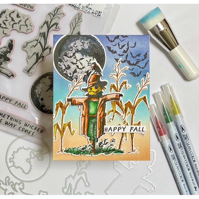 Simon Says Stamp The Scarecrow Wafer Dies 451sss Barb Engler Fall Cornfield Card | color-code:ALT01