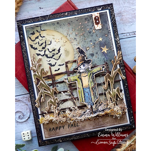 Simon Says Stamp The Scarecrow Wafer Dies 451sss Emma Williams Rustic Autumn Cornfield Card