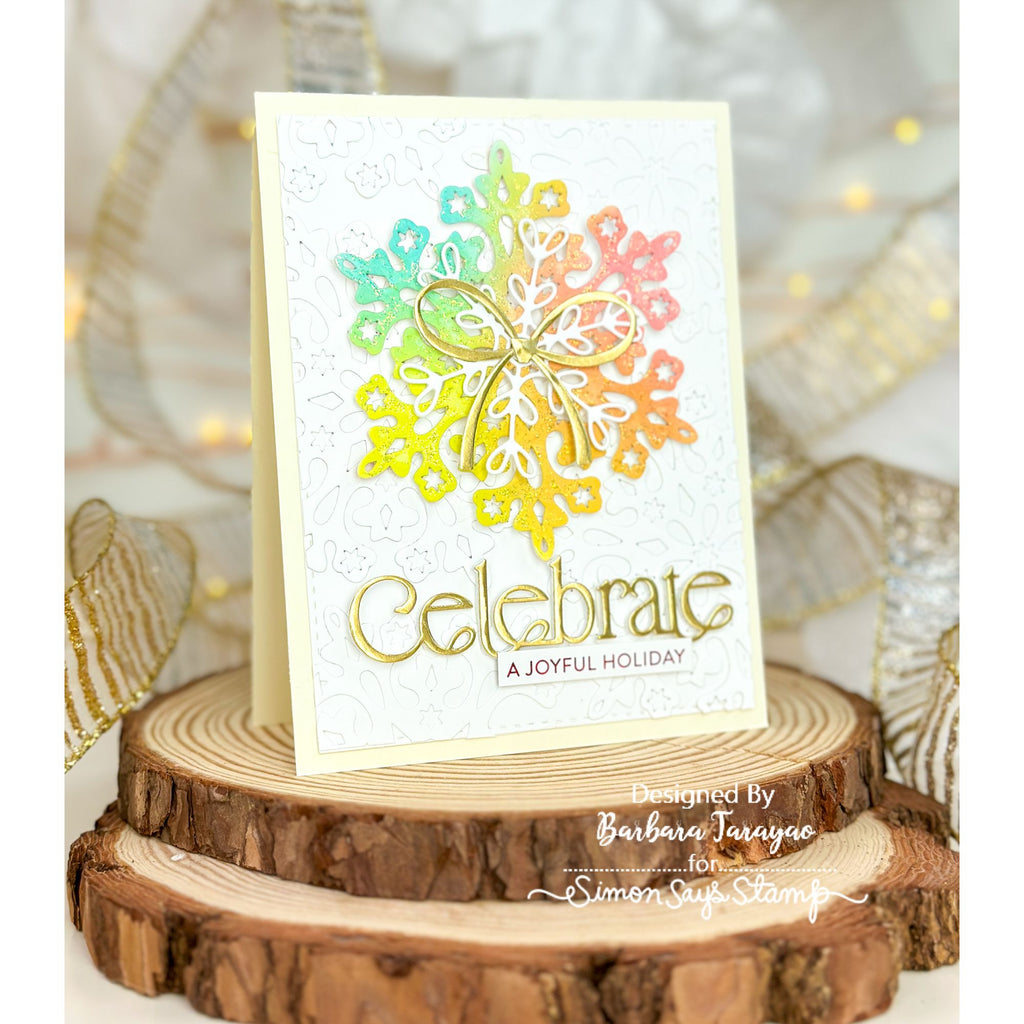 Simon Says Stamp Timeless Celebrate Wafer Dies 1731sd Barbara Tarayao Rainbow Snowflake Holiday Card | color-code:ALT01