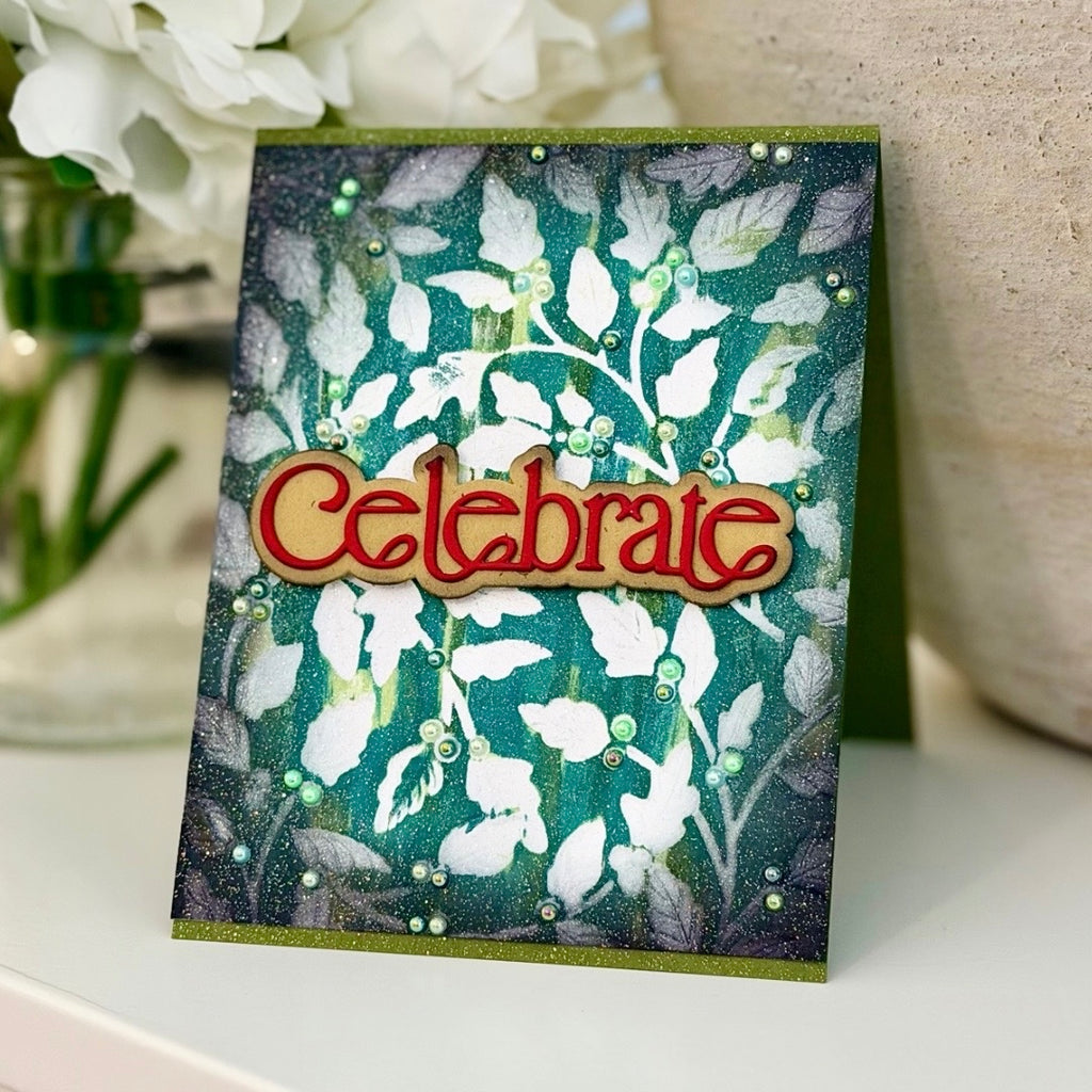 Simon Says Stamp Timeless Celebrate Wafer Dies 1731sd Joe Sysavath Schmutzy Holiday Card with Vines
