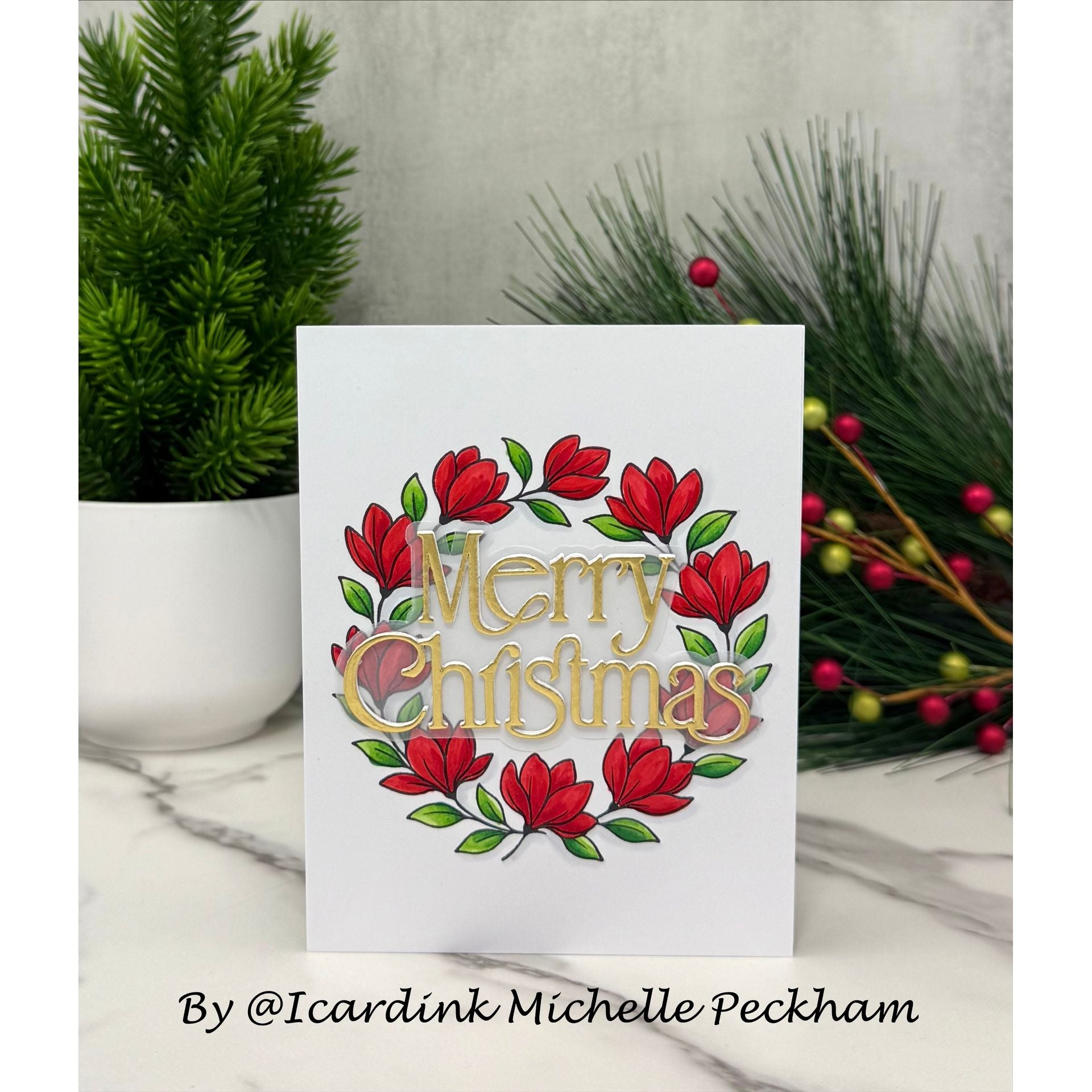 Simon Says Stamp Timeless Merry Christmas Wafer Dies 1665sd Stamptember Michelle Peckham Wreath Card