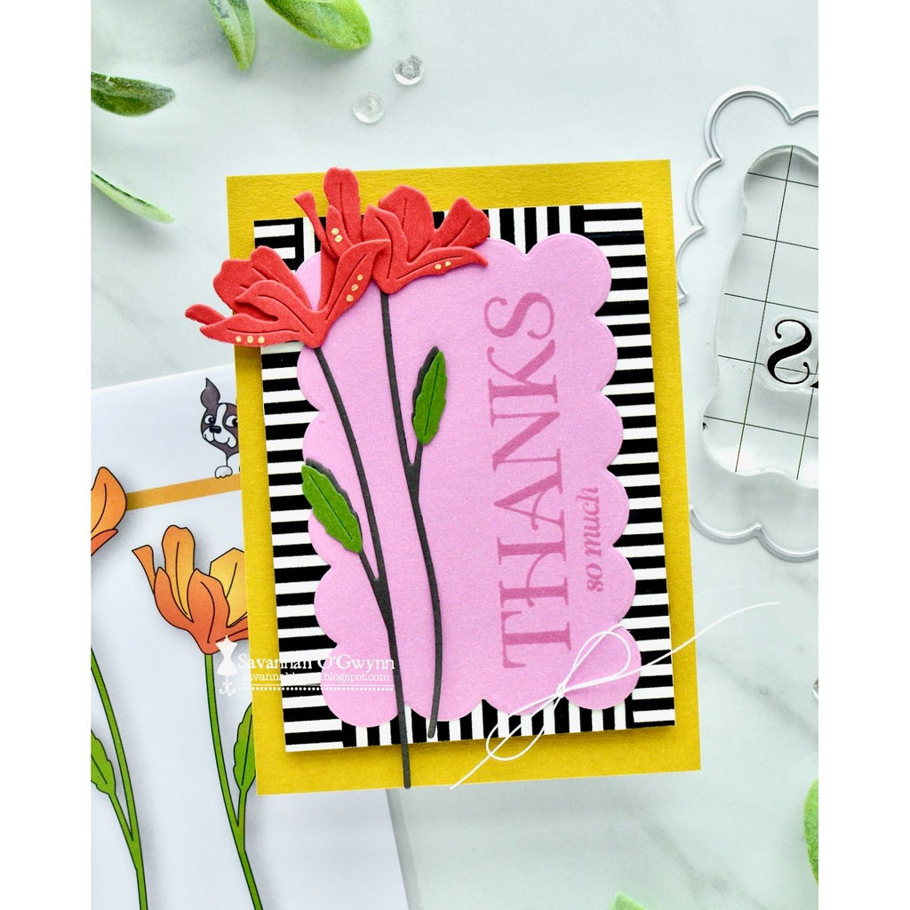 Simon Says Stamp Tissue Petal Stems Wafer Dies s1142 Every Happiness Savannah O'Gwynn Jaunty Flowers Thanks Card