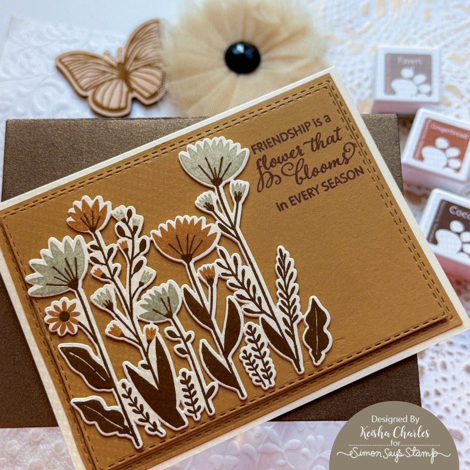 Simon Says Stamp To Friendship Wafer Dies 1692sdc Stamptember Keisha Charles Brown Flowers Friend Card