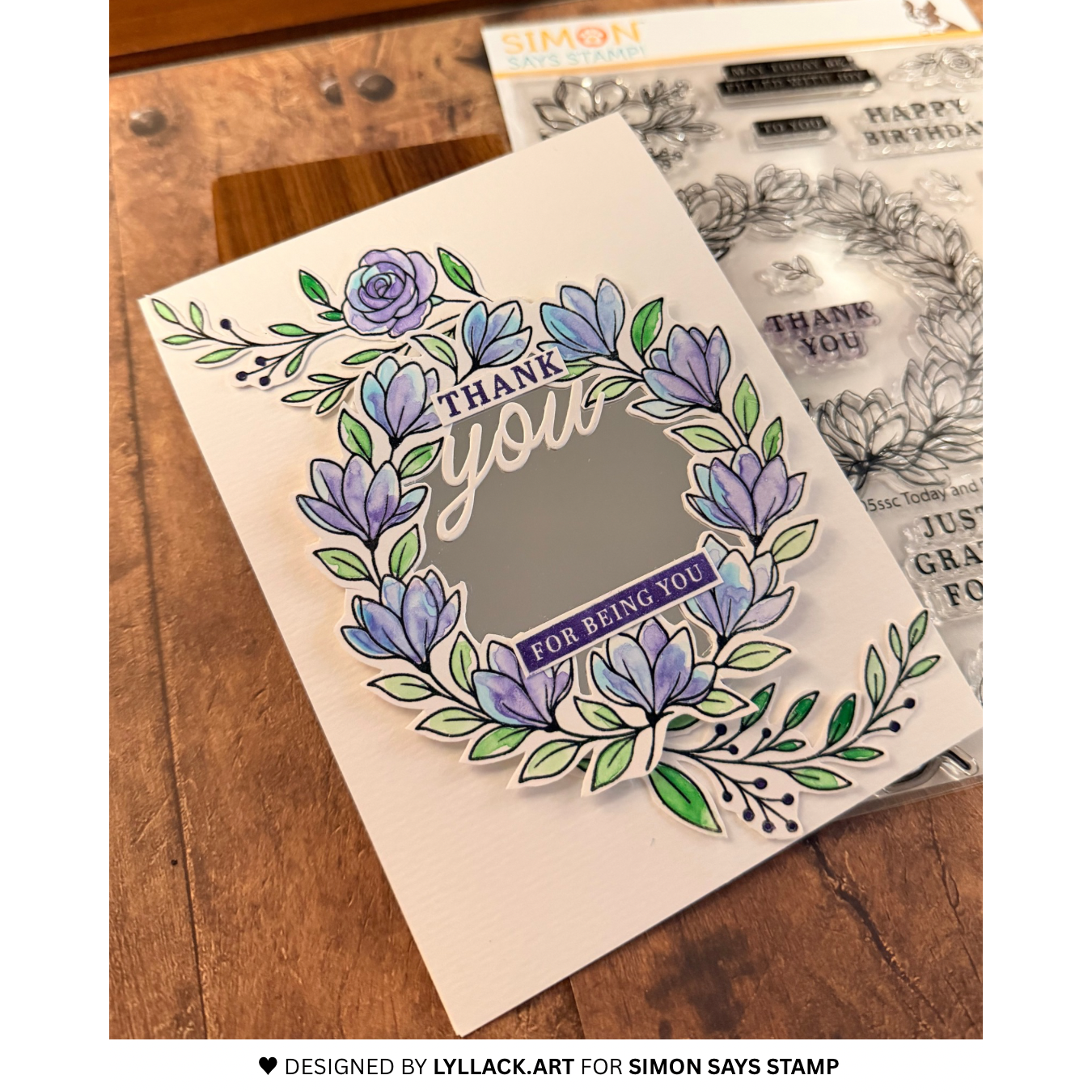 Simon Says Stamp Today and Every Day Wafer Dies 1621sdc Stamptember Thaís Carvalho Thank You Wreath Card