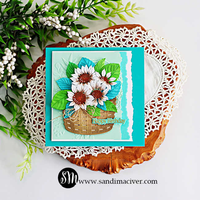 Simon Says Stamp Torn Paper Borders Wafer Dies 1675sd Stamptember Sandi MacIver Flower Basket Card