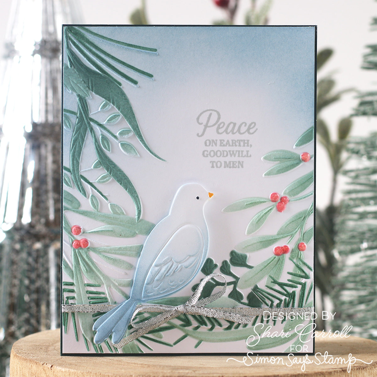Simon Says Stamp Tranquil Dove Embossing Folder and Die sfd563set Shari Carroll Sacred Christmas Card | color-code:ALT04