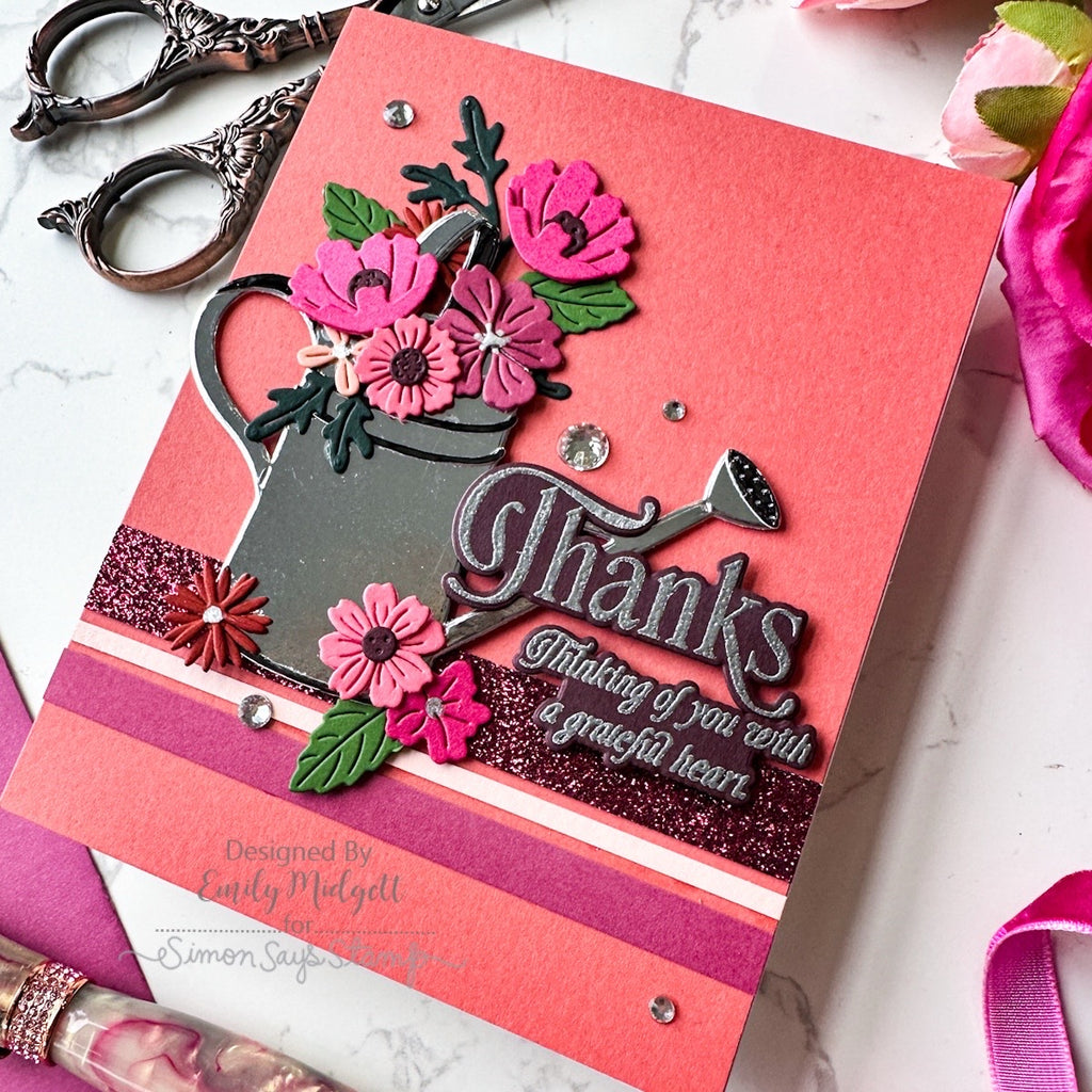 Simon Says Stamp Watering Can Wafer Dies 1733sd Thanks Card Emily Midgett