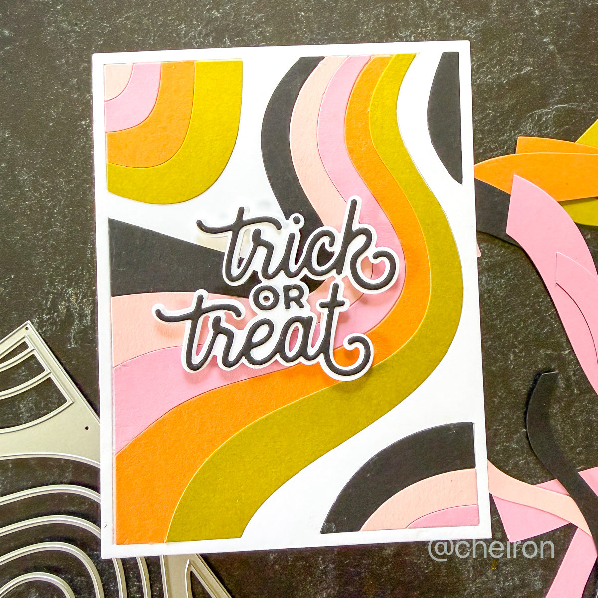 Simon Says Stamp Wavy Rainbow Wafer Die 1624md Stamptember Cheiron Trick or Treat Card