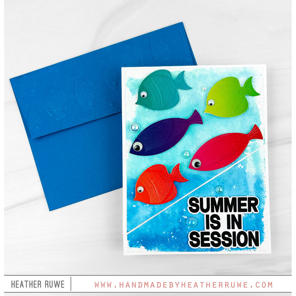 Simon Says Stamp Whirl Fish Wafer Dies s1171 Shine On Summer Fish Card Heather Ruwe