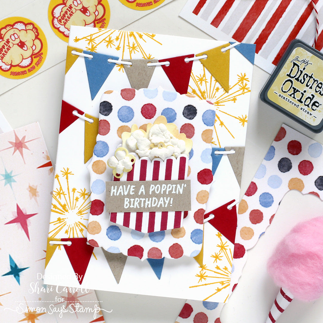 Simon Says Stamp White Heat and Fluff 10ml st0212 Poppin Birthday Card Shari Carroll | color-code:ALT03