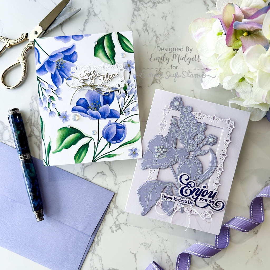 Simon Says Stamp Wild And Free Flowers Wafer Dies 1038sdc Be Bold Purple Mother's Day Cards Emily Midgett | color-code:ALT05
