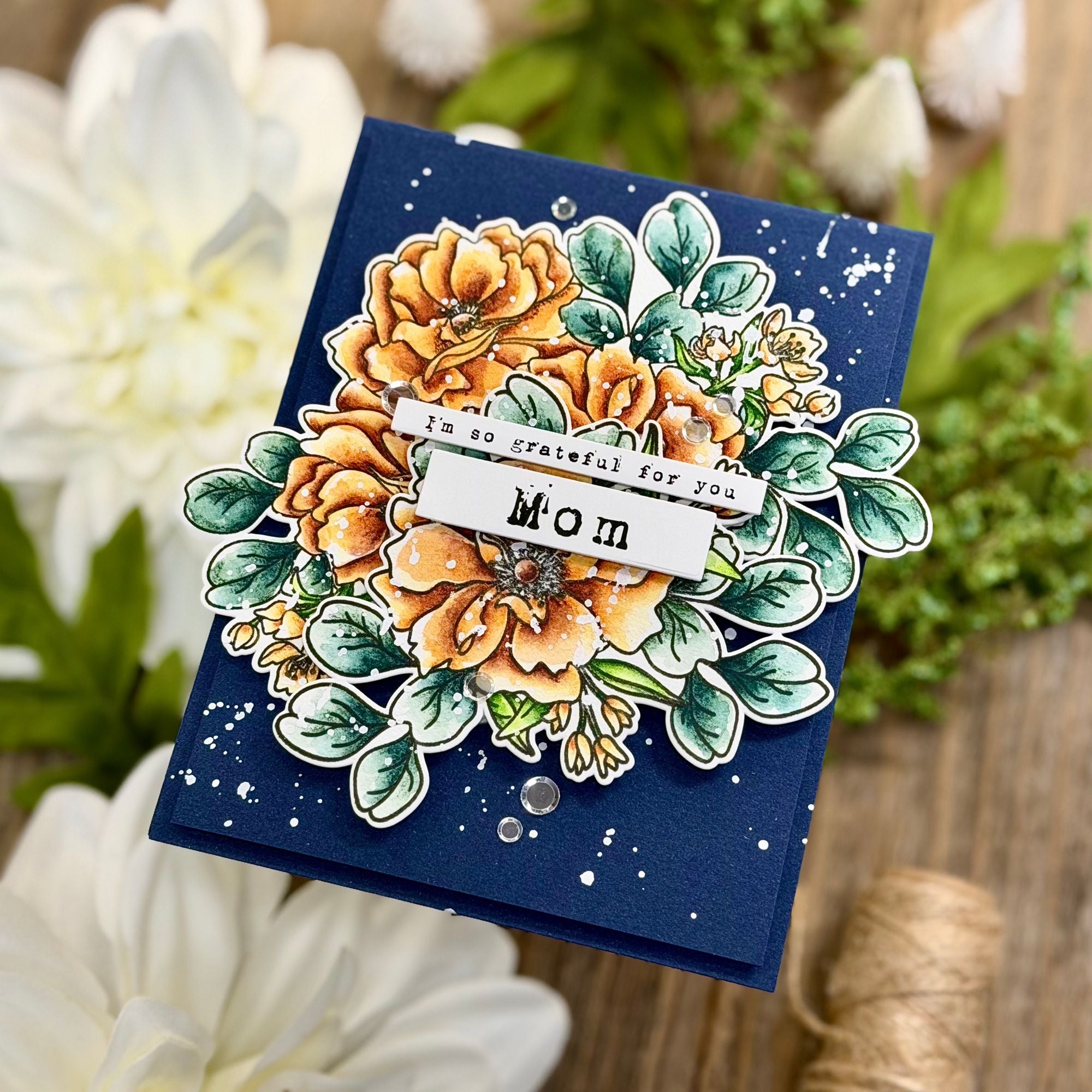 Simon Says Stamp Wild Rose Wafer Dies 1530sdc In My Heart Grateful for Mom Card