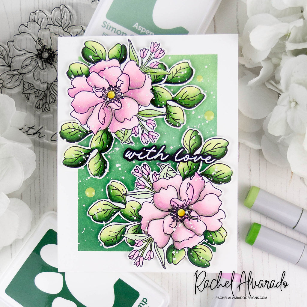 Simon Says Stamp Wild Rose Wafer Dies 1530sdc In My Heart Pink Floral With Love Card | color-code:ALT06