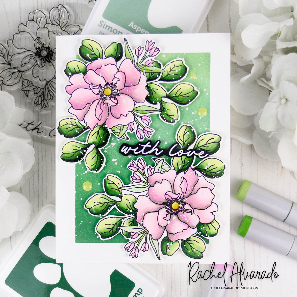 Simon Says Stamp Wild Rose Wafer Dies 1530sdc In My Heart Pink Floral With Love Card | color-code:ALT06