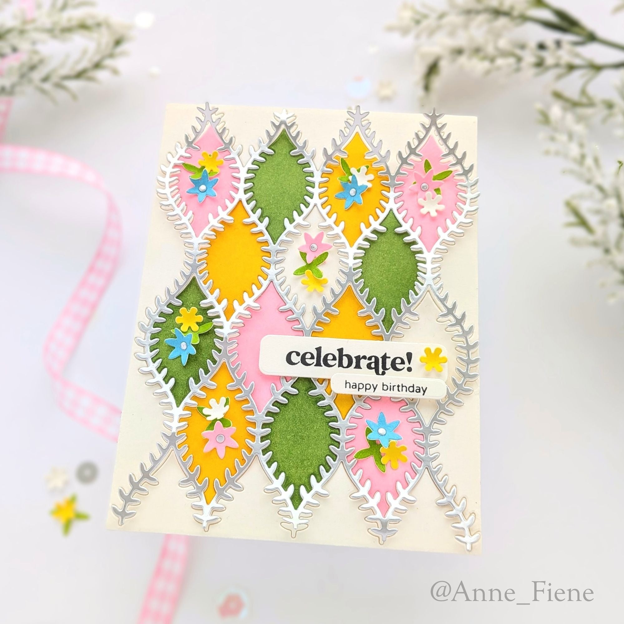 Simon Says Stamp Willowweave Plate Wafer Dies s1131 Always There Anne Fiene Celebrate Card