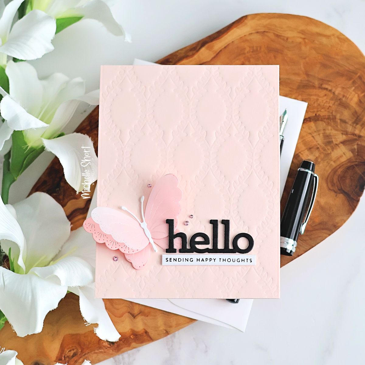 Simon Says Stamp Willowweave Plate Wafer Dies s1131 Always There Michelle Short Embossed Hello Card