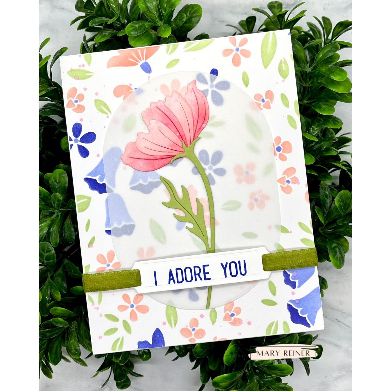 Simon Says Stamp Wishflower Stem Wafer Dies s1143 Every Happiness Mary Reiner Adore You Flowers Card