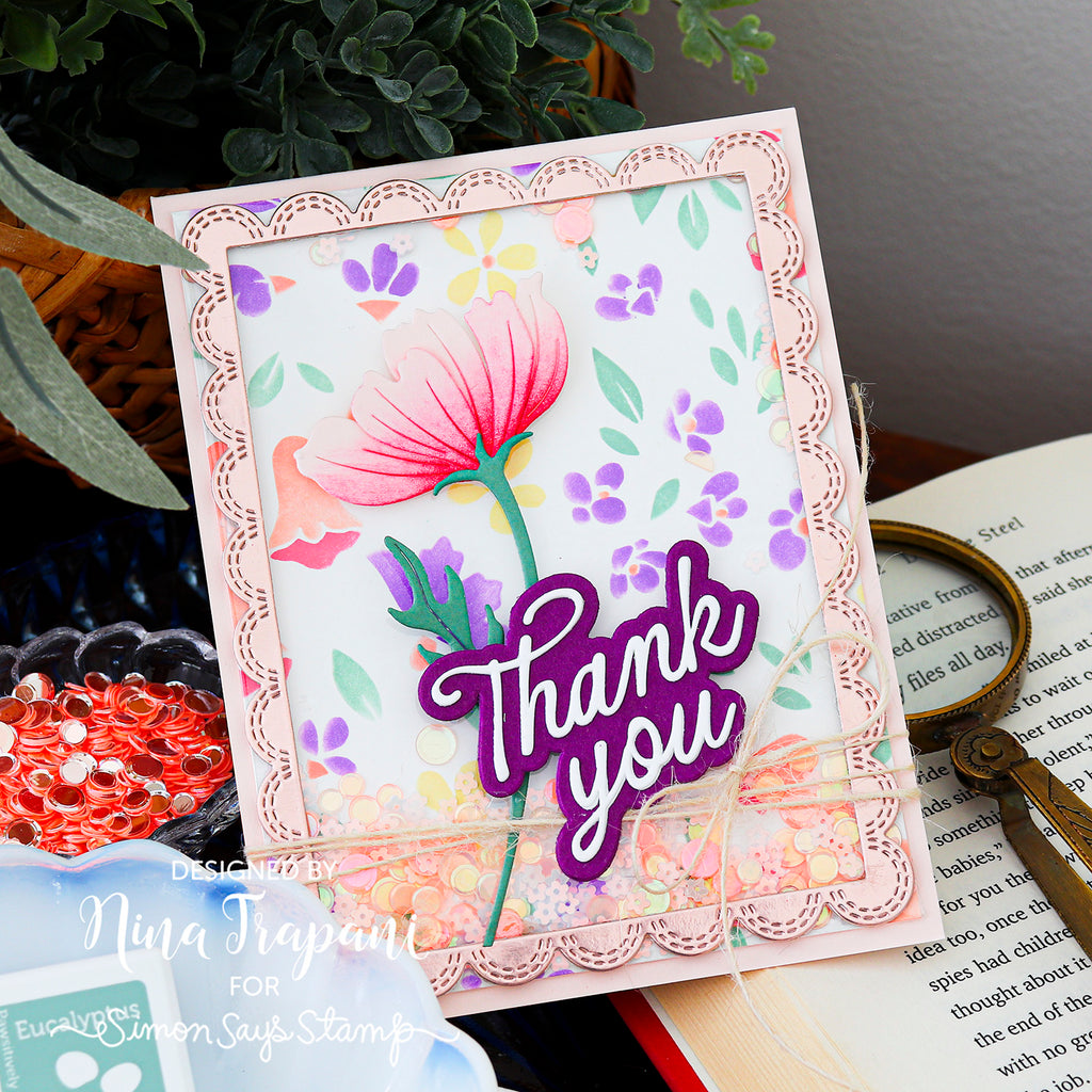 Simon Says Stamp Wishflower Stem Wafer Dies s1143 Every Happiness Nina-Marie Trapani Fresh Floral Thank You Card
