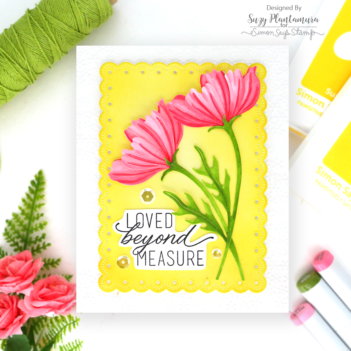 Simon Says Stamp Wishflower Stem Wafer Dies s1143 Every Happiness Suzy Plantamura Loved Beyond Measure Card