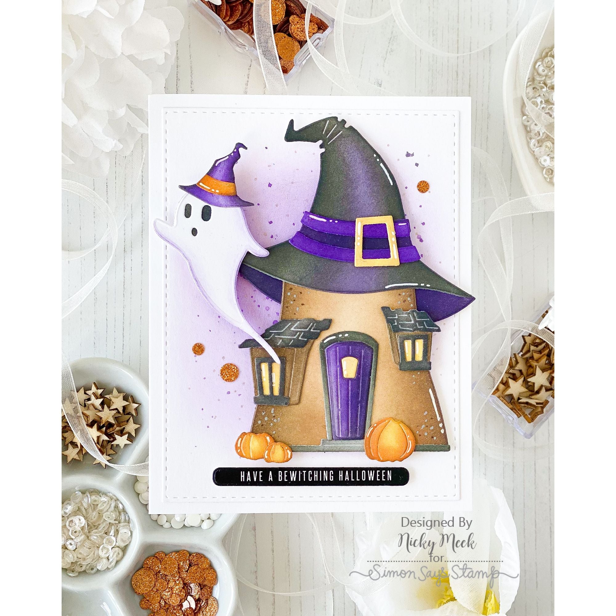 Simon Says Stamp Witches Cottage Wafer Dies s1179 Stamptember Nicky Neek Bewitching Card