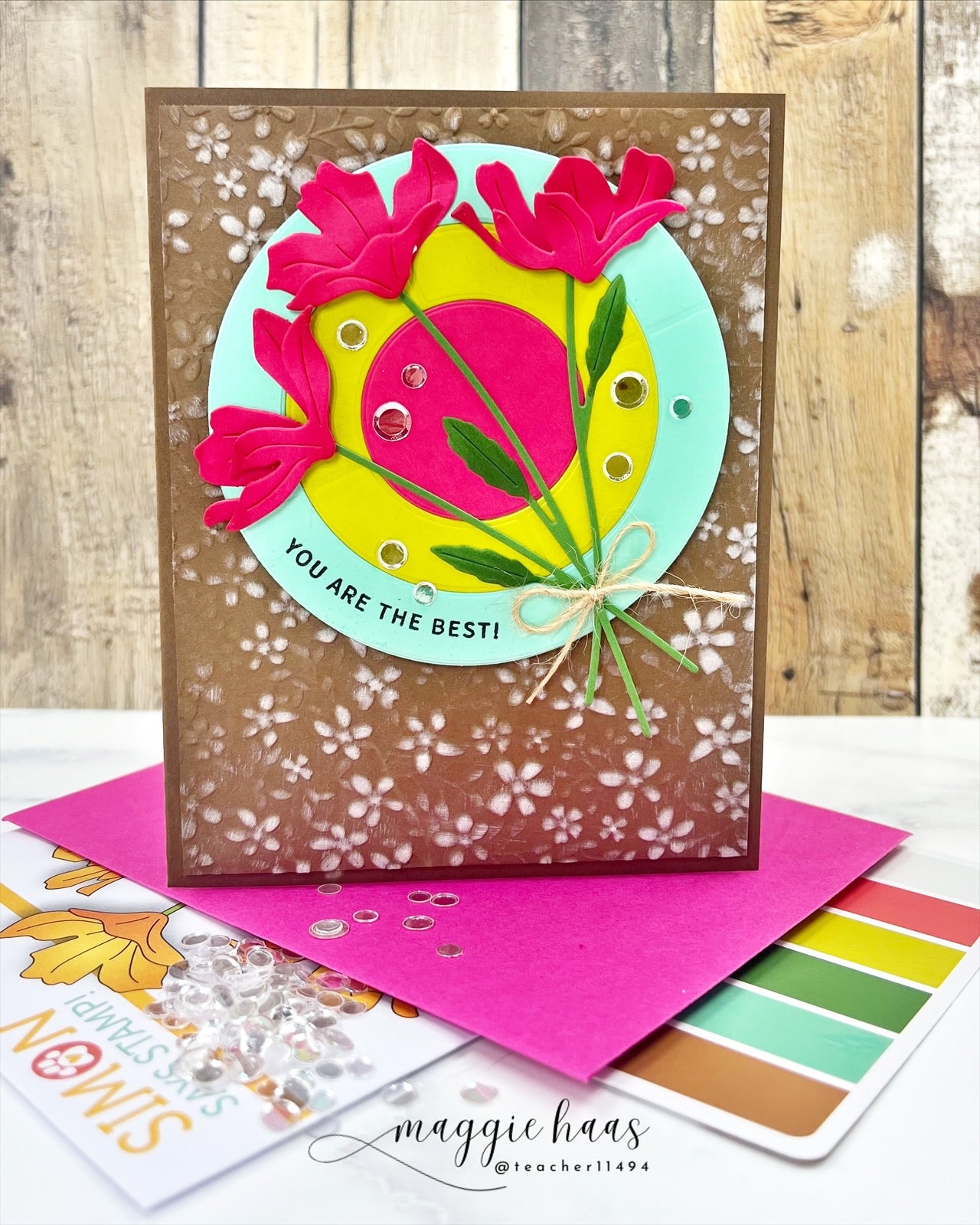 Simon Says Stamp XL Criss-cross Pop Art Wafer Dies Bundle set1285xp Maggie Haas Bold Circles and Flowers Card