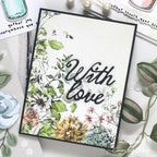 Simon Says Stamp XL Darling Script Greetings Wafer Dies 1740sd Shari Carroll Antique Flowers Love Card