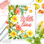 Simon Says Stamp XL Darling Script Greetings Wafer Dies 1740sd Suzy Plantamura Bold Colors Floral Love Card | color-code:ALT03