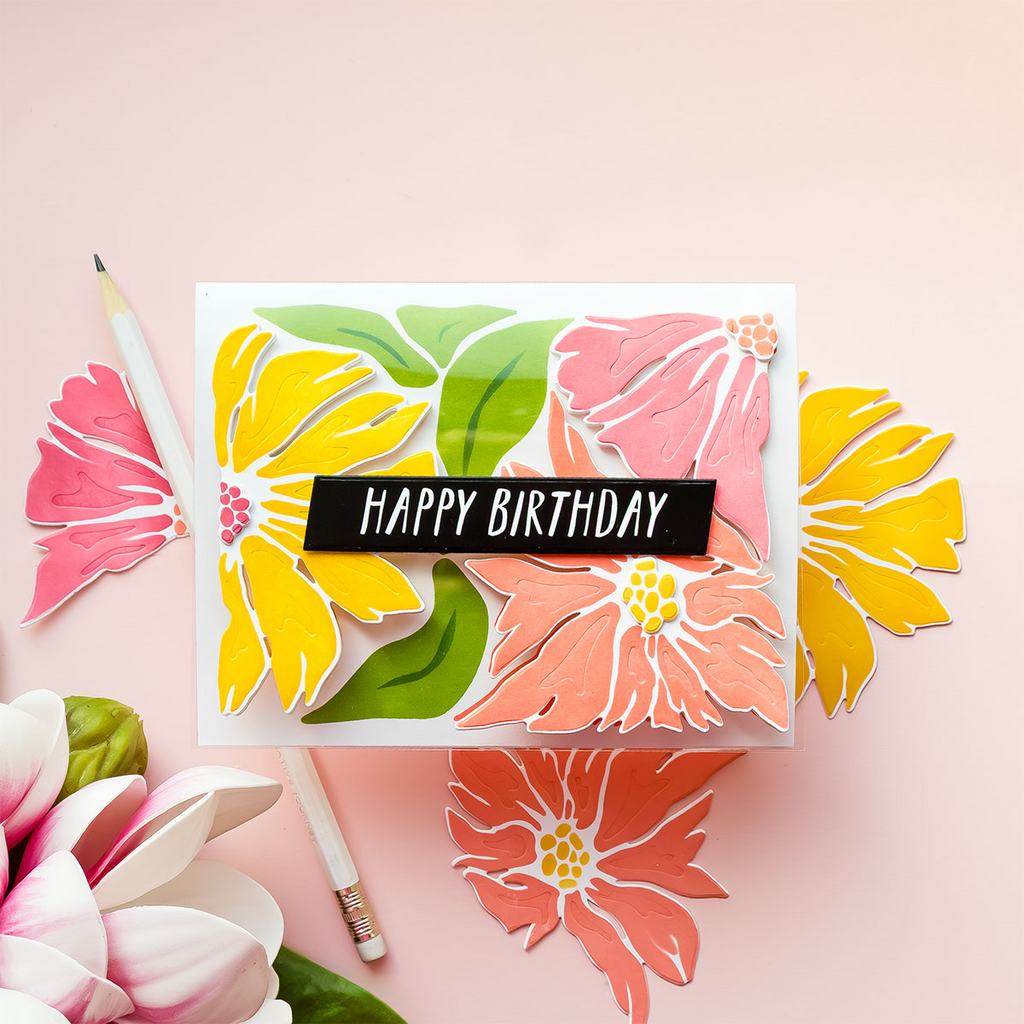 Simon Says Stamp XL EZ Strips Slanted Rectangles Wafer Dies 1597sdc Floating Floral Birthday Card Yana Smakula | color-code:ALT01