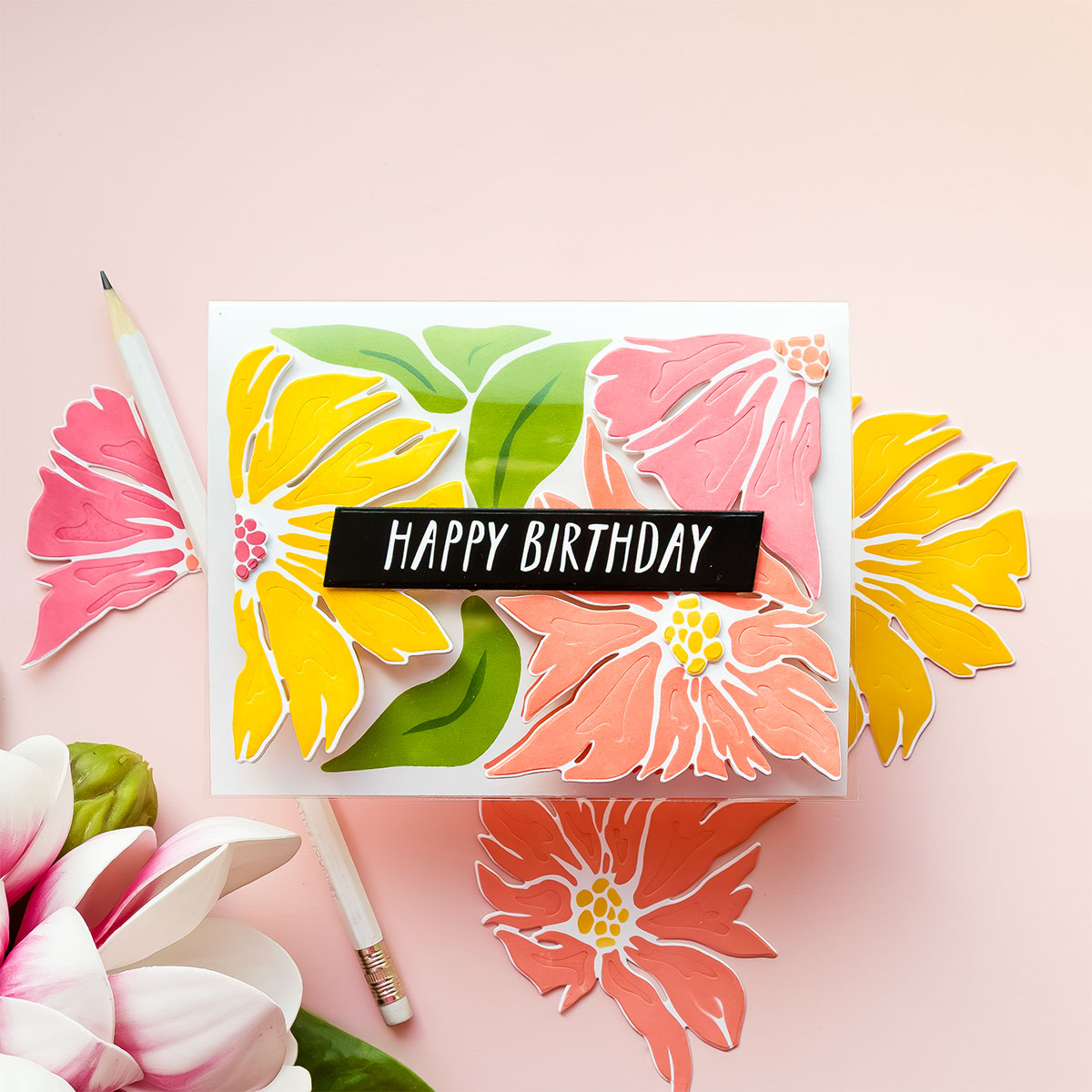 Simon Says Stamp XL EZ Strips Slanted Rectangles Wafer Dies 1597sdc Floating Floral Birthday Card Yana Smakula | color-code:ALT01