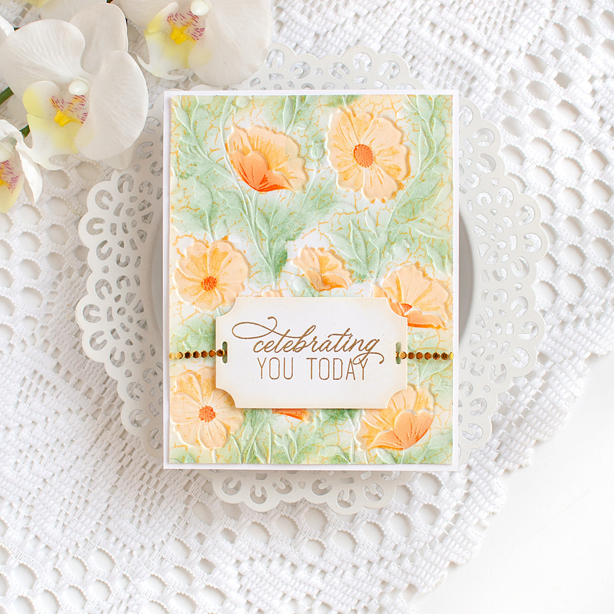 Simon Says Stamp XL Label Slides Wafer Dies 1782sd Heather Hoffman Peachy Floral Birthday Card