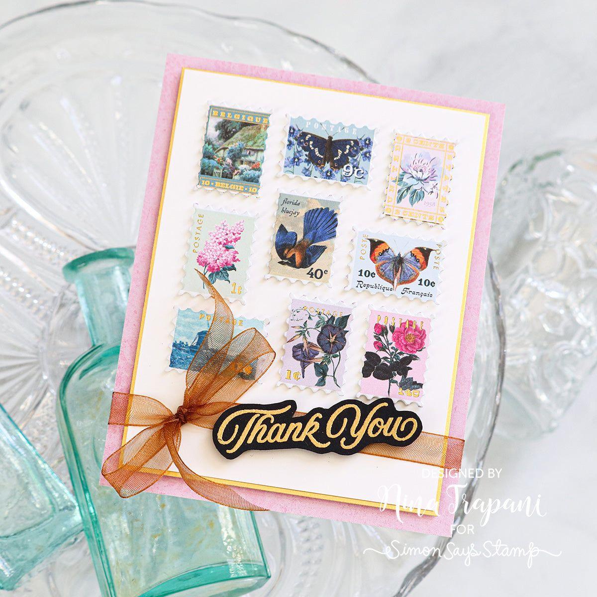 Simon Says Stamps And Dies Wild And Free Flowers set749wf Be Bold Thank You Card Nina-Marie Trapani