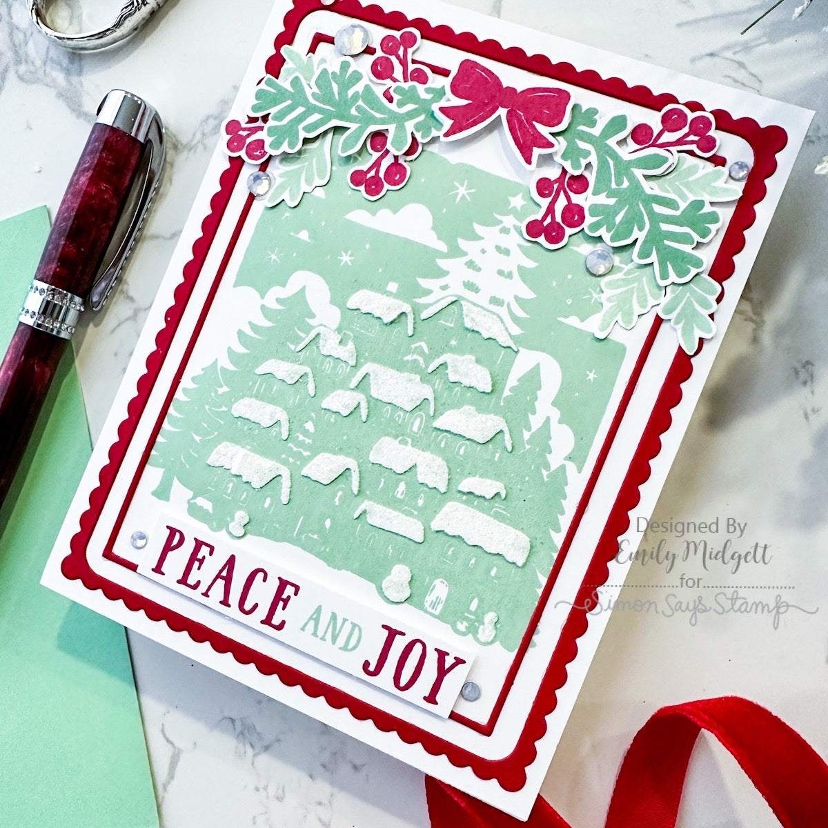 Simon Says Stamps Dies and Stencil Bright Christmas Rooftops set1121bc Christmas Card Emily Midgett | color-code:ALT06