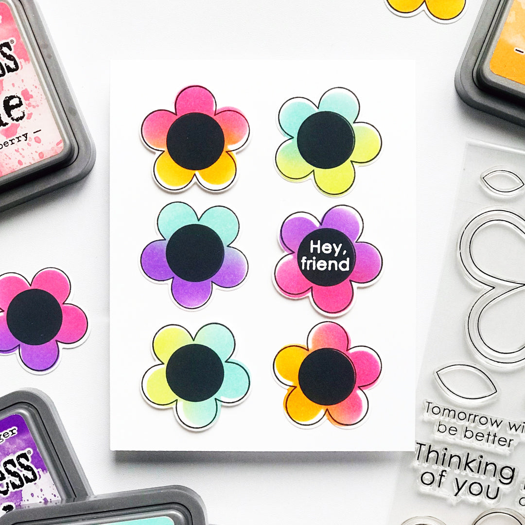Simon Says Stamps Dies and Stencil Flower Power set777fp Celebrate Friend Card | color-code:ALT01 Carly Minner Groovy