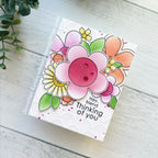 Simon Says Stamps Dies and Stencil Flower Power set777fp Celebrate Thinking of You Card Jennifer Kotas Light Inking on White Embossed