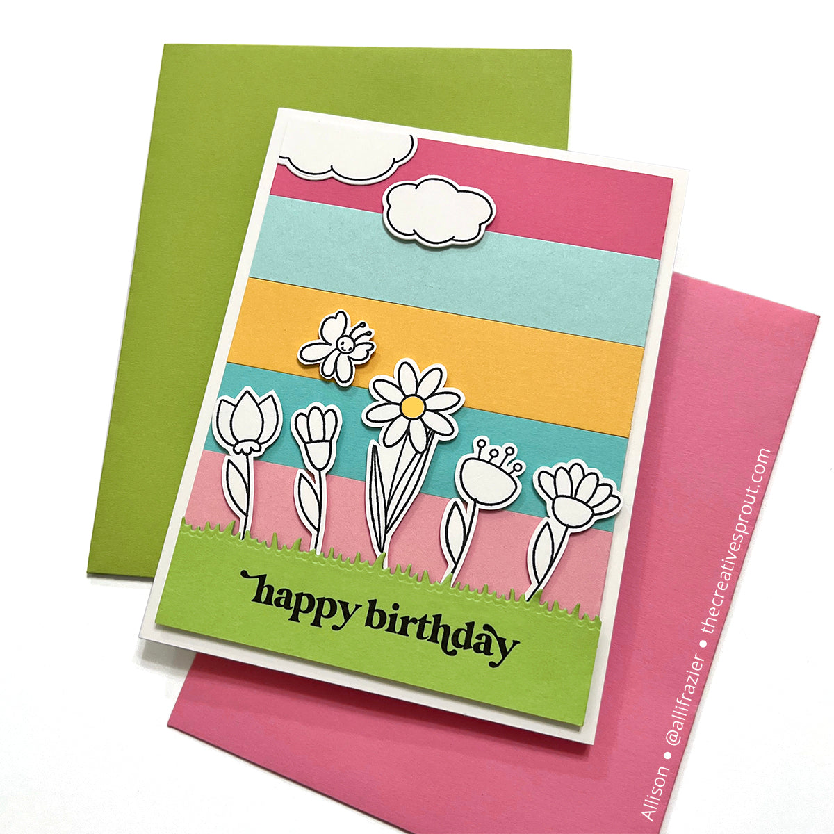 Simon Says Stamps Dies and Stencil Hugs To You set918ht To Be Loved Birthday Card | color-code:ALT03 Allison Frazier White Flowers on Bold Stripes