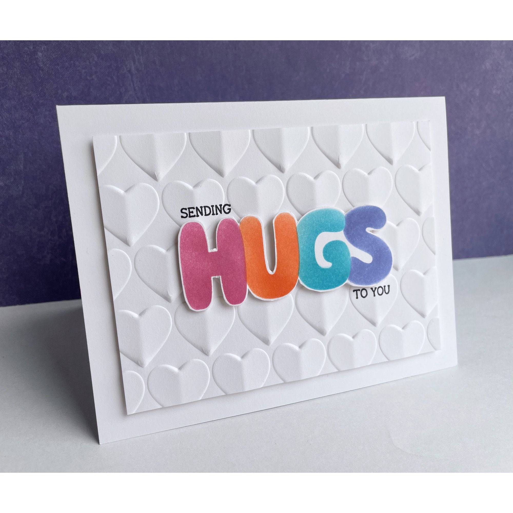 Simon Says Stamps Dies and Stencil Hugs To You set918ht To Be Loved Hugs Card | color-code:ALT05 Lisa Addesa Hearts Background