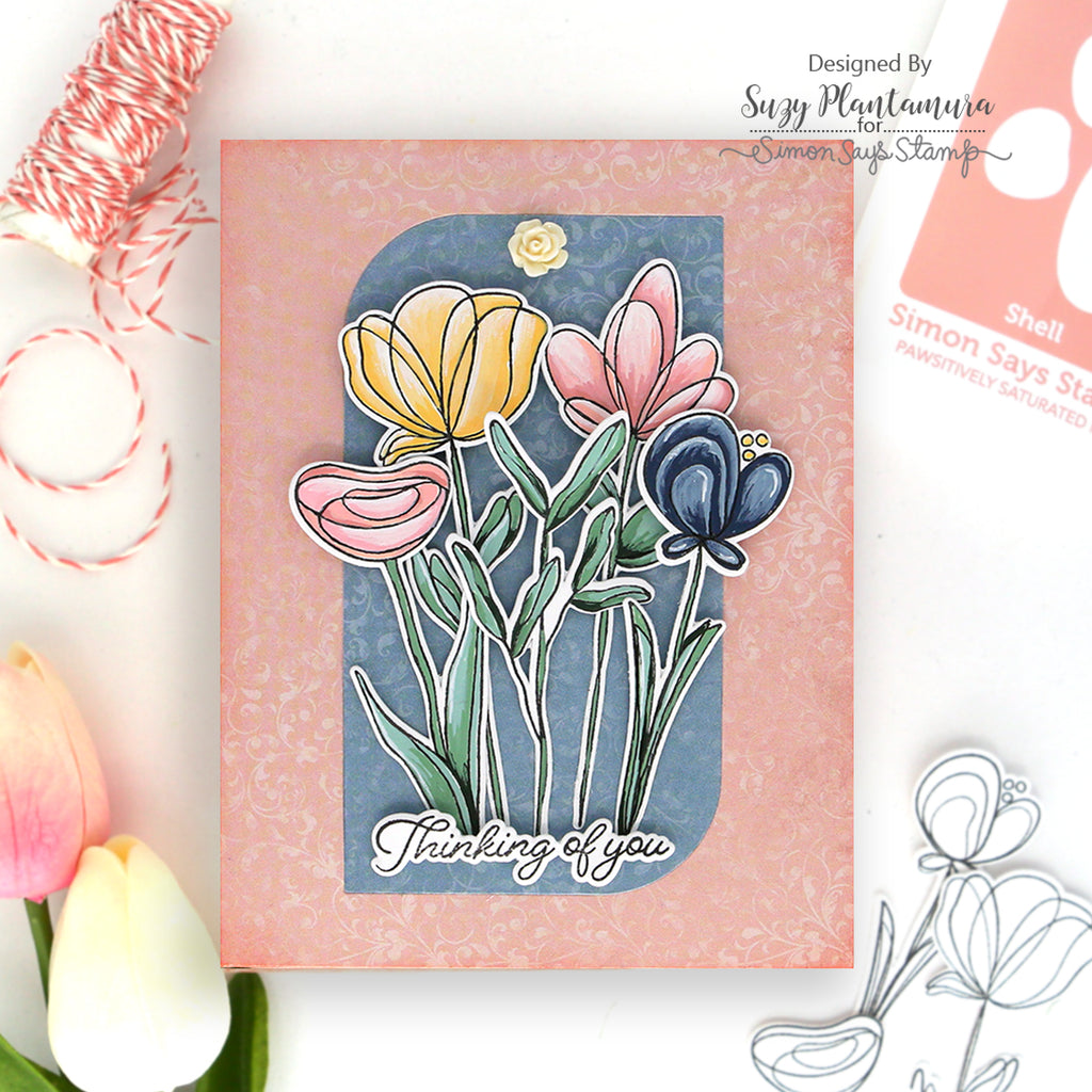 Simon Says Stamps Dies and Stencil Long Stem Florals set1218ls Thinking of You Card Suzy Plantamura | color-code:ALT07