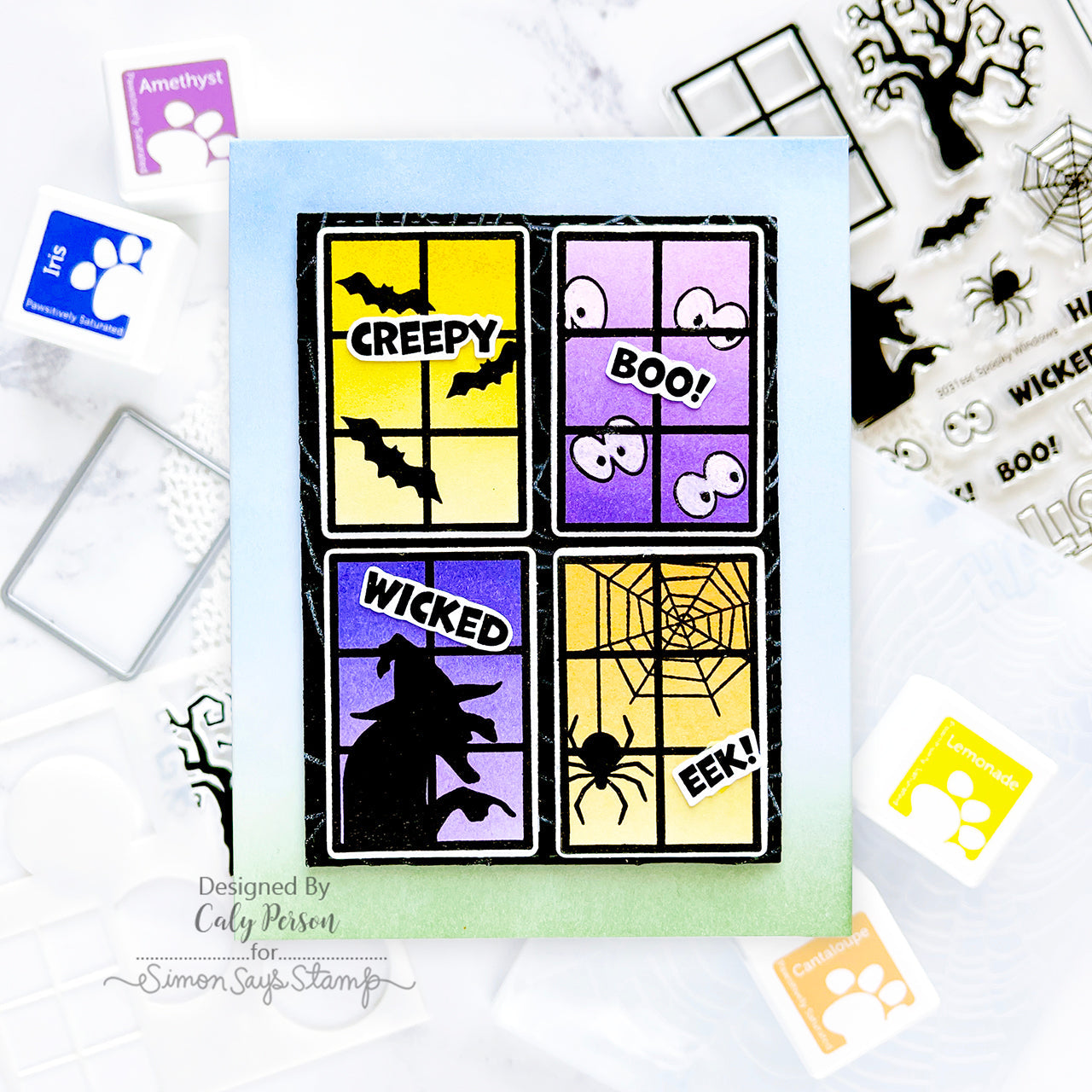 Simon Says Stamps Dies and Stencil Spooky Windows set837sw Stamptember Halloween Card | color-code:ALT02 Caly Person Creepy