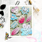 Simon Says Stamps Dies and Stencil Two-Step Simple Leaves set883ts Thanks Card | color-code:ALT02 Caly Person Pink and Teal 