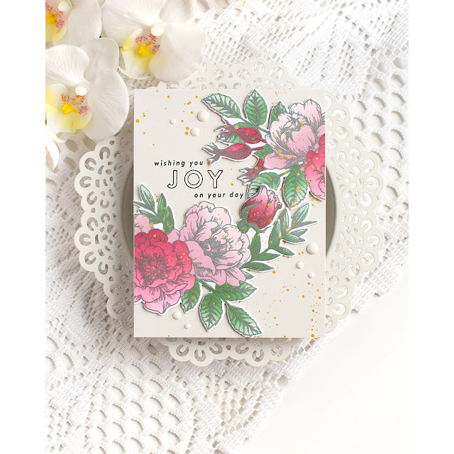 Simon Says Stamps Dies and Stencils Beautiful Flowers set1273bf Shine On Wishing You Joy Roses Card Heather Hoffman | color-code:ALT01