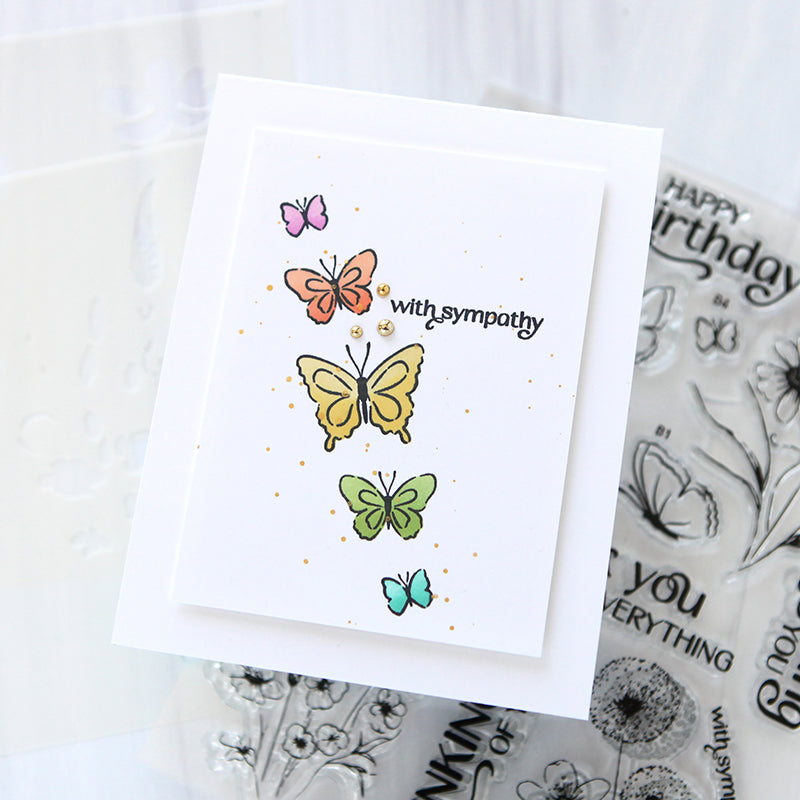 Simon Says Stamps Dies and Stencils Butterfly Blossoms set942bb Rain or Shine Butterfly Sympathy Card CZ Design | color-code:ALT05