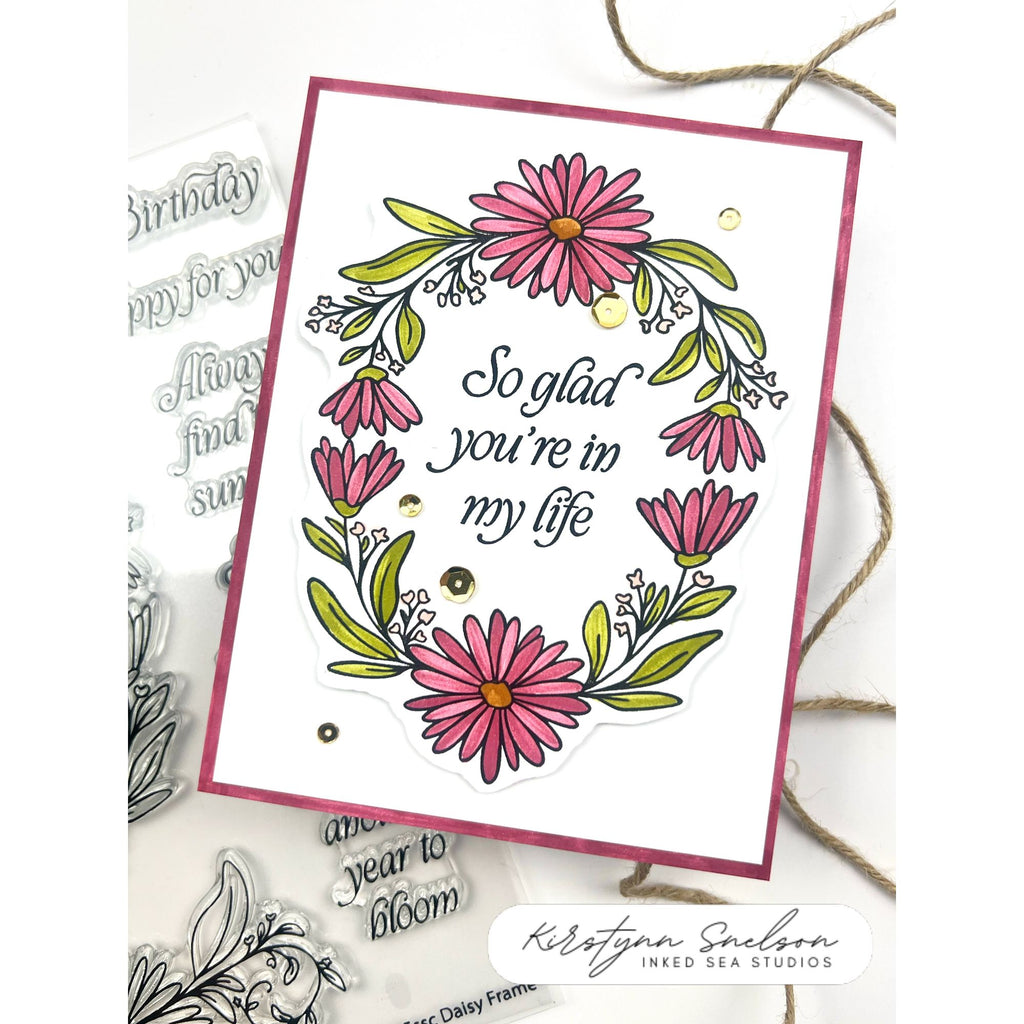 Simon Says Stamps Dies and Stencils Daisy Frame set1296df Kirstynn Snelson So Glad Card