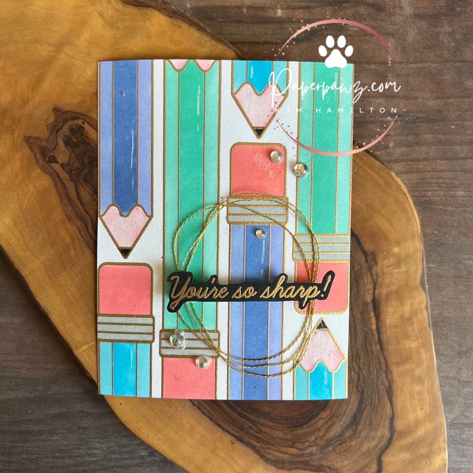 Simon Says Stamps Dies and Stencils Just Write set825jw Cheering for You Encouragement Card Kim Hamilton Embossed So Sharp