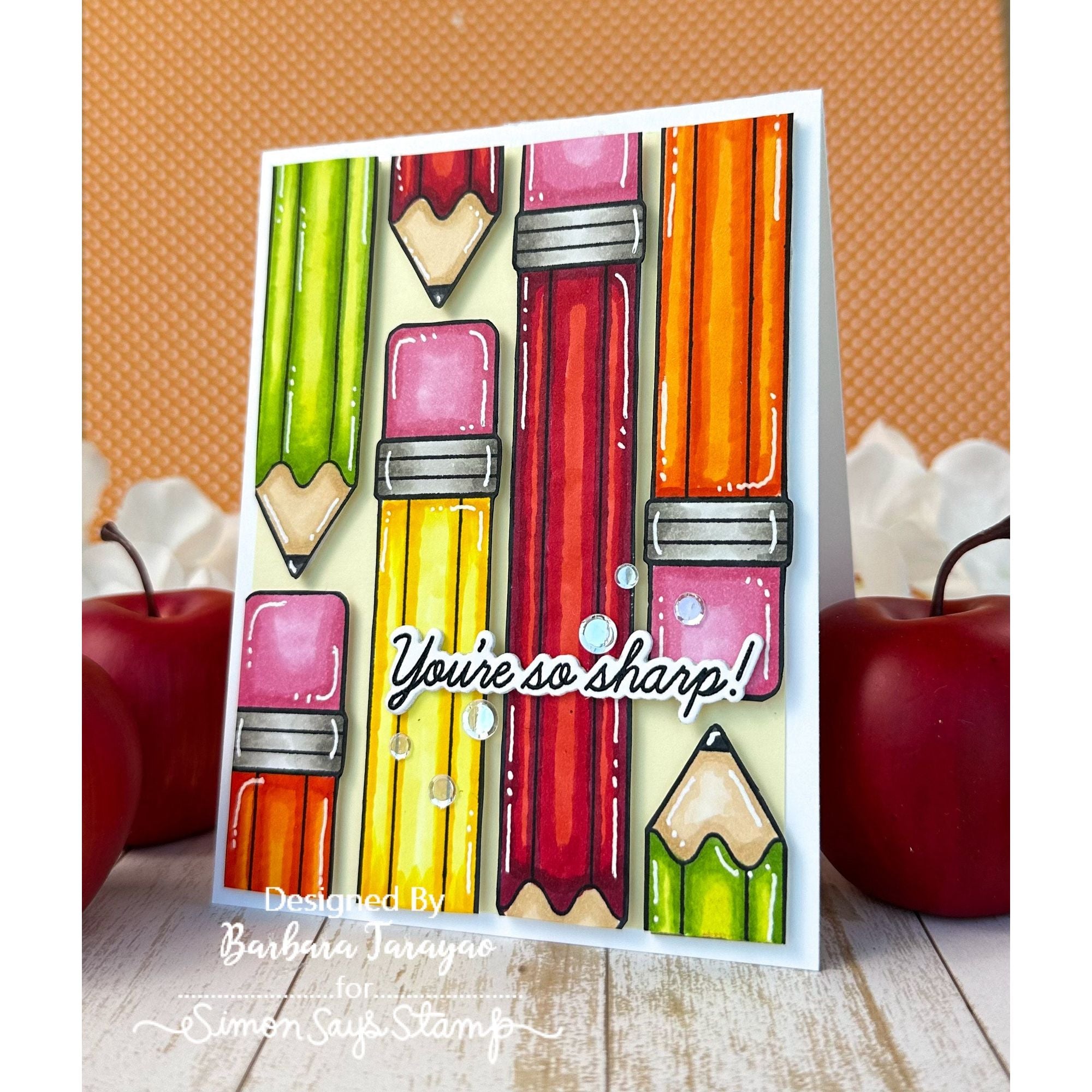 Simon Says Stamps Dies and Stencils Just Write set825jw Cheering for You Encouragement Card | color-code:ALT01 Barbara Tarayao Bright Pencils