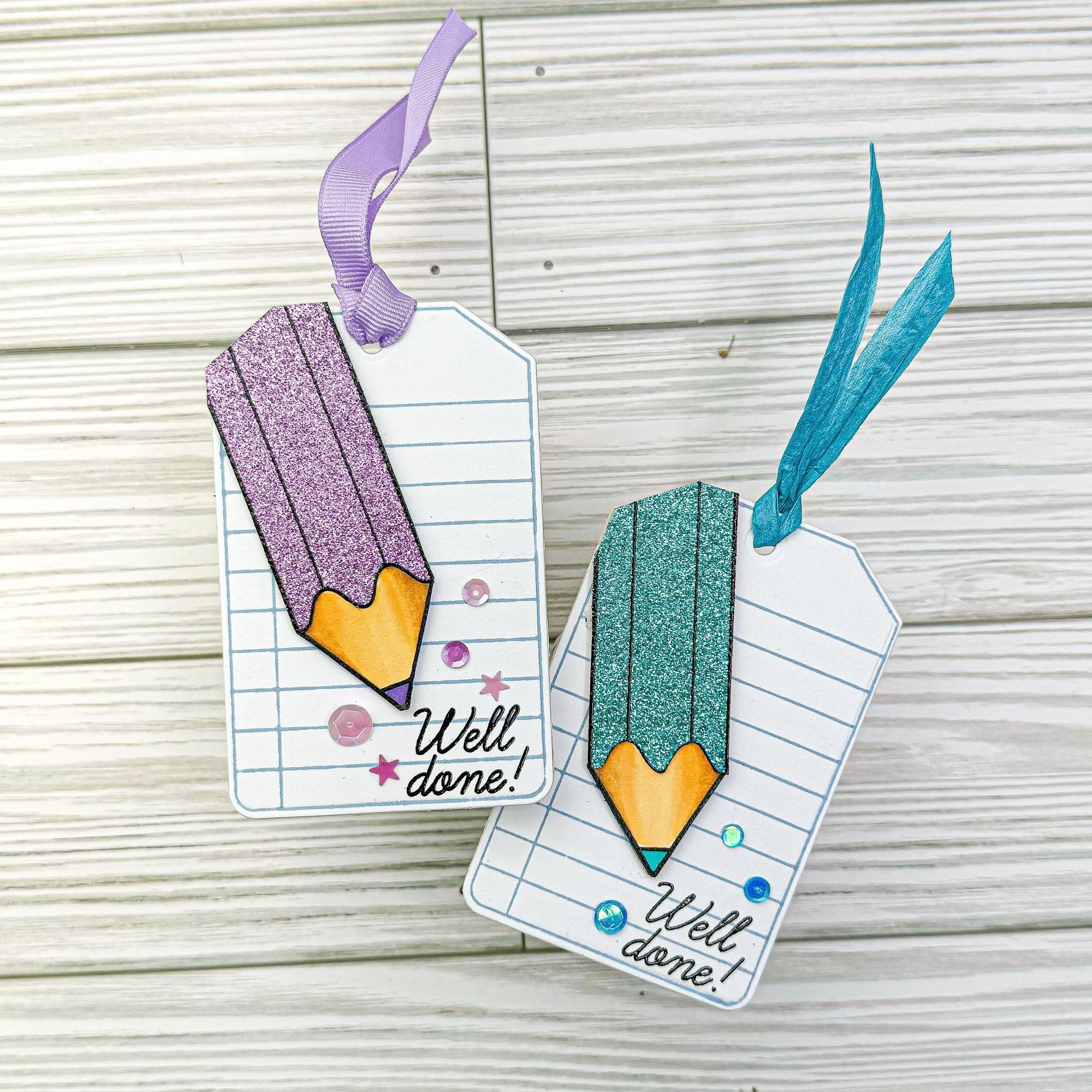 Simon Says Stamps Dies and Stencils Just Write set825jw Cheering for You Encouragement Tags Kristin Sluhan Glitter Well Done