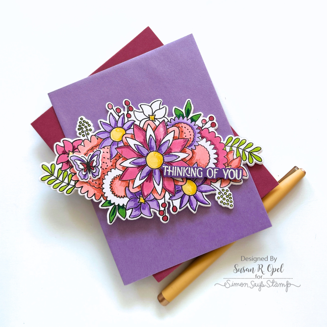 Simon Says Stamps Dies and Stencils Mandala Blossoms set965mb You Are My Favorite Thinking of You Card Susan Opel Shaped