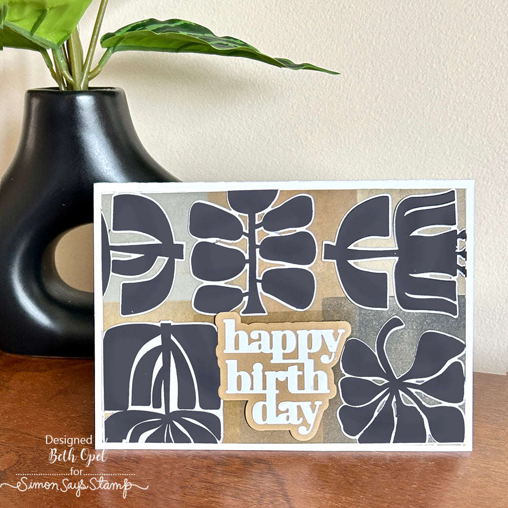 Simon Says Stamps Dies and Stencils Mod Plants set947mp Rain or Shine Birthday Card Beth Opel Masculine